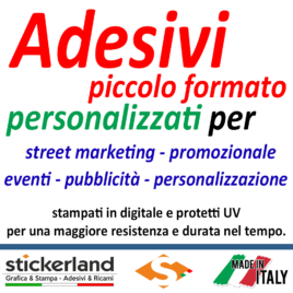 Adesivi – stickers per esterno in PVC con verniciatura UV